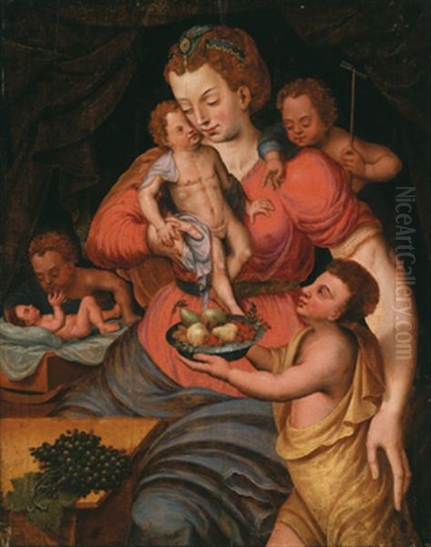 Madonna Mit Kind, Dem Johannesknaben Oil Painting by Frans Floris