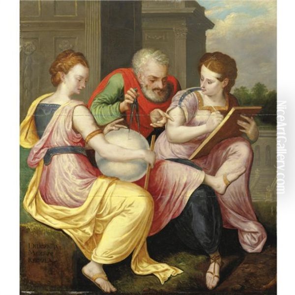 Diligentia, Modus, Regula Oil Painting by Frans Floris