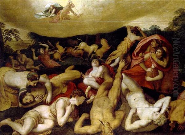 La Mort Des Enfants De Niobe Oil Painting by Frans Floris