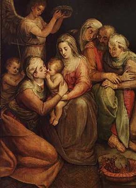 Den Hellige Familie Oil Painting by Frans Floris