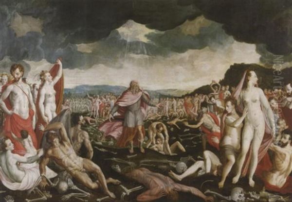 Die Aufersteheung Der Gebeine Oil Painting by Frans Floris