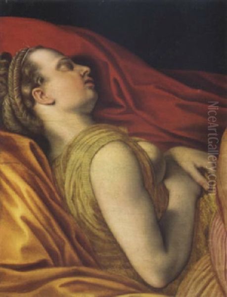 A Sleeping Nymph Oil Painting by Frans Floris
