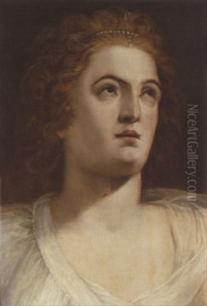 Portrait Of A Woman Wearing A White Shirt Oil Painting by Frans Floris