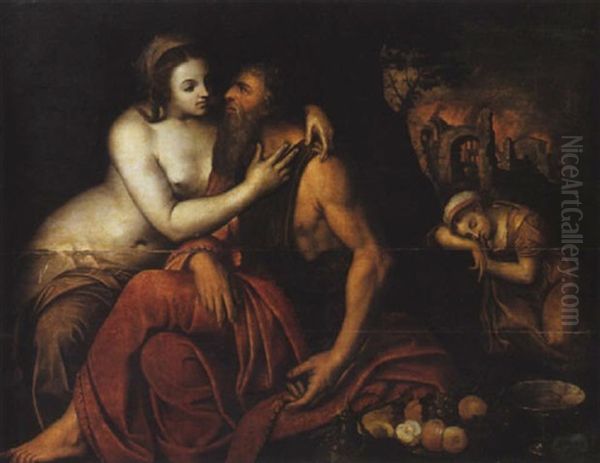 Loth Et Ses Filles Oil Painting by Frans Floris