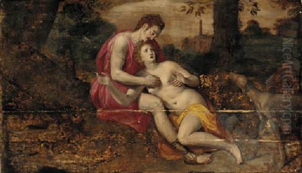 Venus And Adonis Oil Painting by Frans Floris