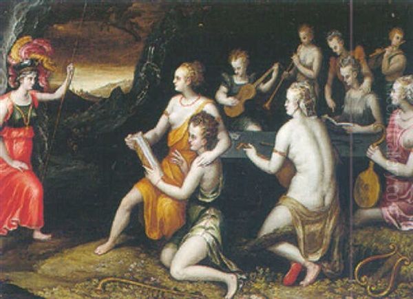 Minerva And The Nine Muses Oil Painting by Frans Floris