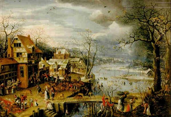 Vinter. Arstidsmalning Oil Painting by Frans Floris