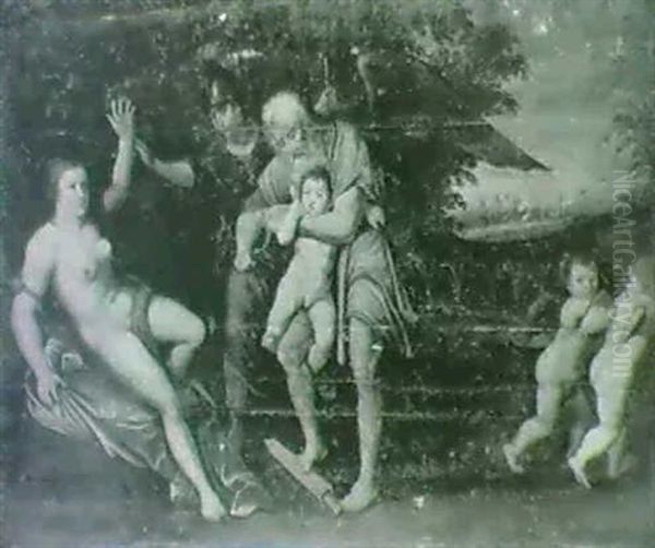 Le Temps Coupant Les Ailes A L'amour Oil Painting by Frans Floris