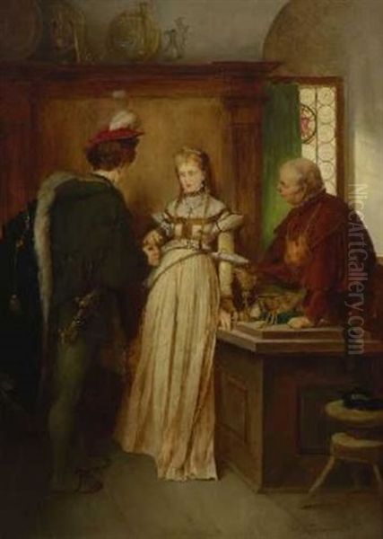 Besuch Beim Goldschmied Oil Painting by Joseph Flueggen