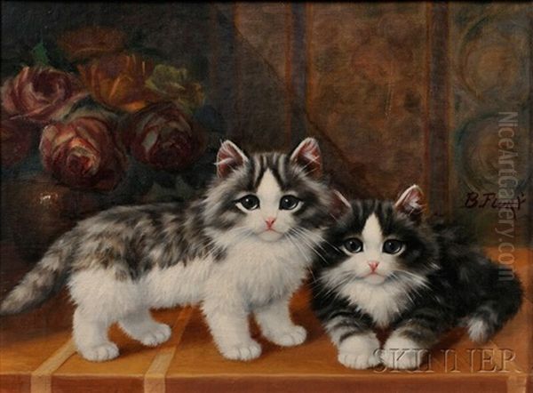 Two Kittens Oil Painting by Burkhard Flury