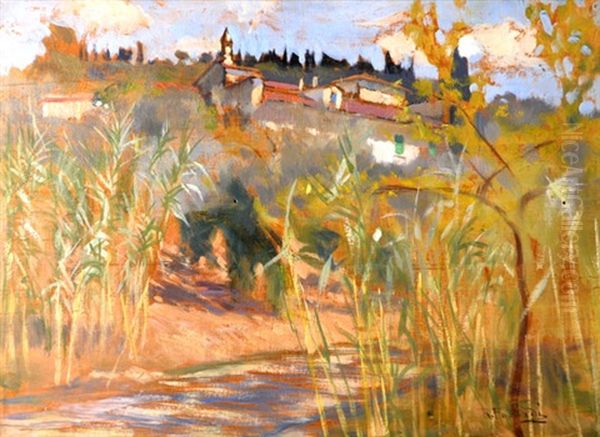 La Villa Alinari A Querceto Oil Painting by Ruggero Focardi