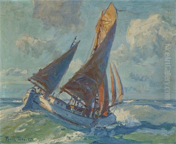 Kustensegler Auf See Oil Painting by Poppe Folkerts