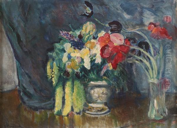 Stilleben Med Blomster Oil Painting by Bernhard Folkestad