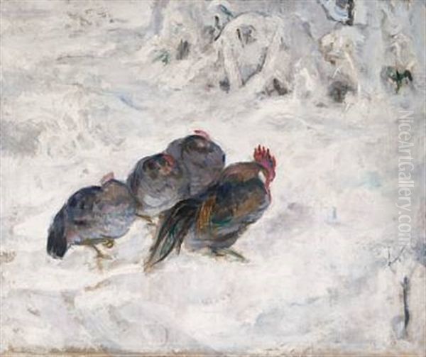 Honer I Sno Oil Painting by Bernhard Folkestad