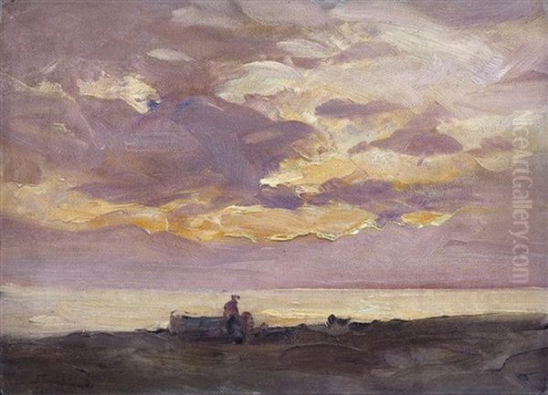 Marina Al Tramonto Oil Painting by Carlo Follini