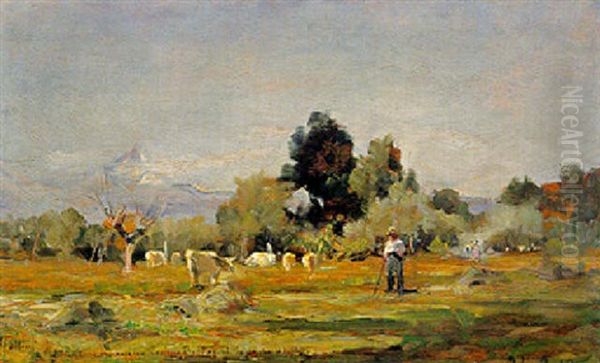 Al Pascolo Oil Painting by Carlo Follini