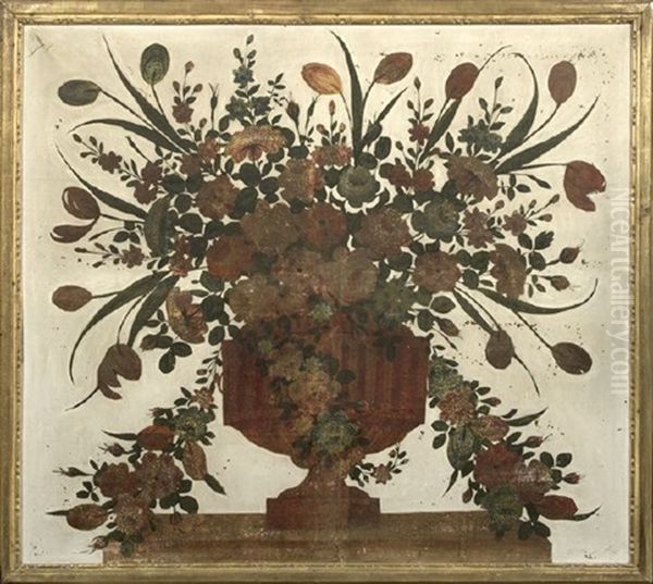 Antique-style Vase Of Flowers And Grasses (pair) Oil Painting by Paul Follot