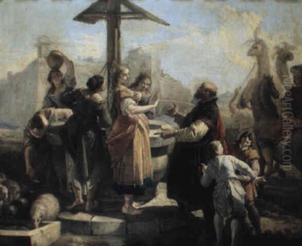 Rebecca Au Puits Oil Painting by Francesco Salvator Fontebasso
