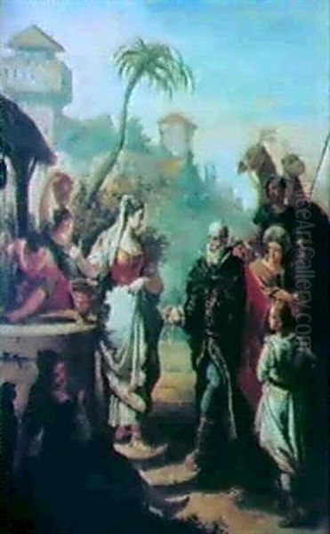 Incontro Di Rebecca Ed Eleazaro Al Pozzo Oil Painting by Francesco Salvator Fontebasso