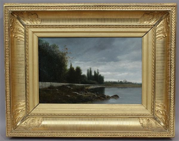 La Promenade Au Bord De La Riviere Oil Painting by Horace-Antoine Fonville