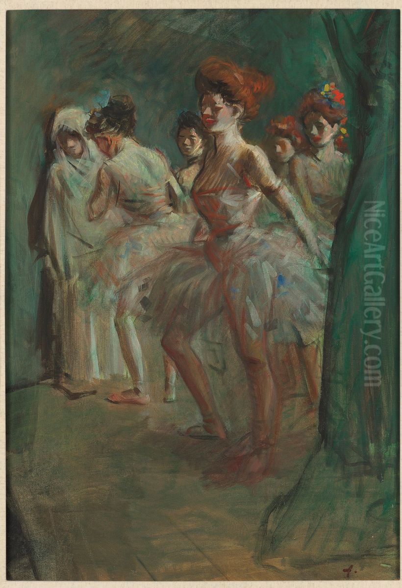Danseuses Dans Les Coulisses Oil Painting by Jean-Louis Forain