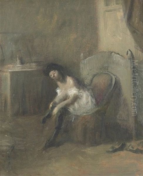Interieur Mit Frau Bei Der Ankleide Oil Painting by Jean-Louis Forain