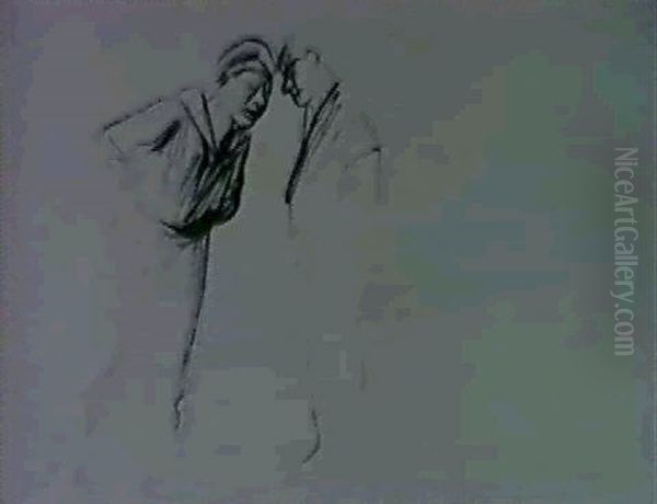 Deux Personnages Sur La Jetee Oil Painting by Jean-Louis Forain