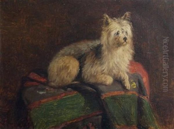 Seated Terrier Oil Painting by Edwin C. Forbes