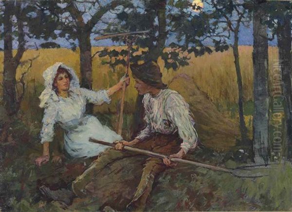 Harvest Moon Oil Painting by Elizabeth Stanhope Forbes