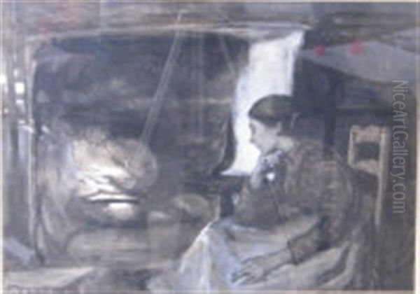 Seated At The Hearth Oil Painting by Elizabeth Stanhope Forbes