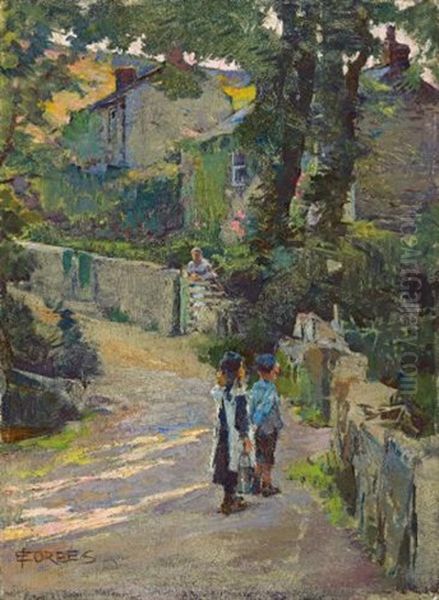 Off To School Oil Painting by Elizabeth Stanhope Forbes