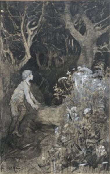 The Other Side Of The Stile (illustration For King Arthurs Wood) Oil Painting by Elizabeth Stanhope Forbes