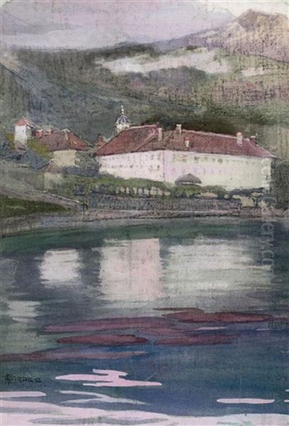 Chateau At Lac D'annecy Oil Painting by Elizabeth Stanhope Forbes