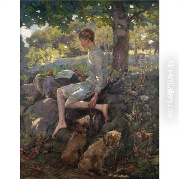 The Half Holiday, Alec Home From School Oil Painting by Elizabeth Stanhope Forbes