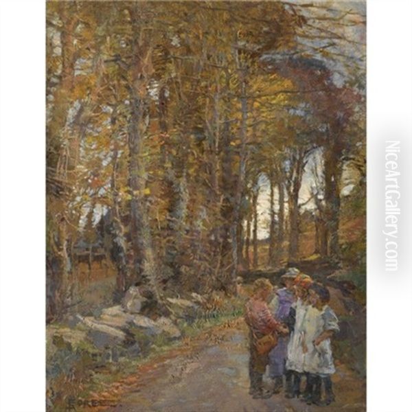 In The Lane Oil Painting by Elizabeth Stanhope Forbes