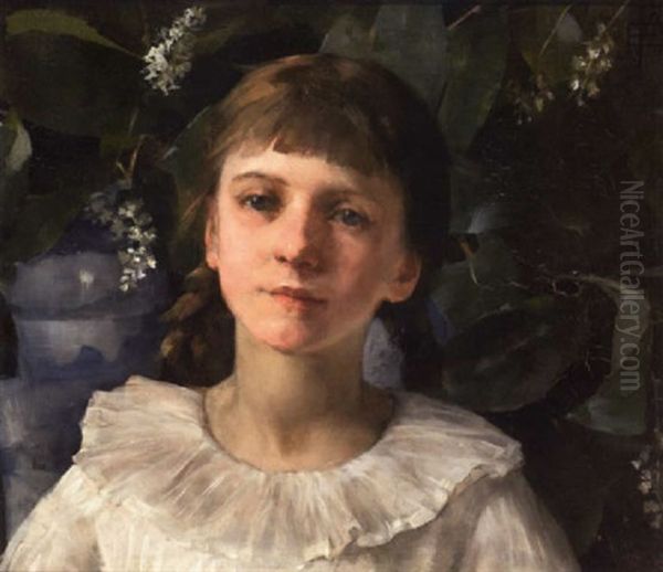 Portrait Of A Young Girl Oil Painting by Elizabeth Stanhope Forbes