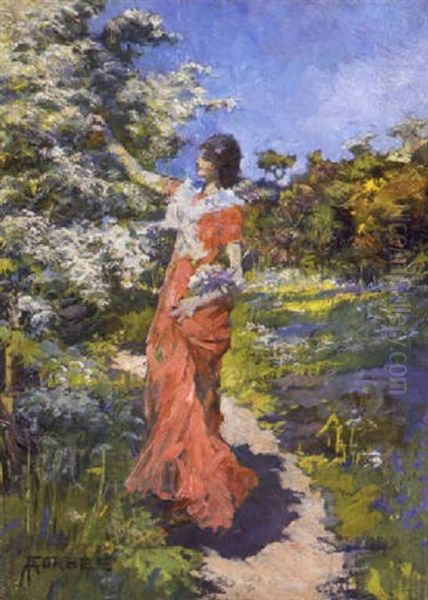 Picking Blossom Oil Painting by Elizabeth Stanhope Forbes