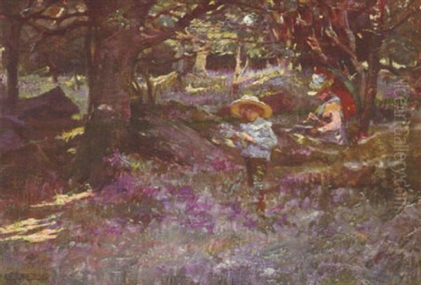Picking Bluebells Oil Painting by Elizabeth Stanhope Forbes