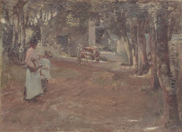 On A Country Road Oil Painting by Elizabeth Stanhope Forbes