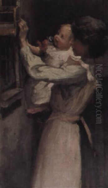 The Birdcage Oil Painting by Elizabeth Stanhope Forbes