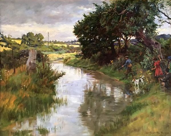 A Bowl Of Grapes, With A Melon , Lemons In A Porcelain Bowl, An Ornamental Vase, A Pocket Watch, A Goblet And Oranges On A Table, With A Book Before A Curtain Oil Painting by Stanhope Alexander Forbes