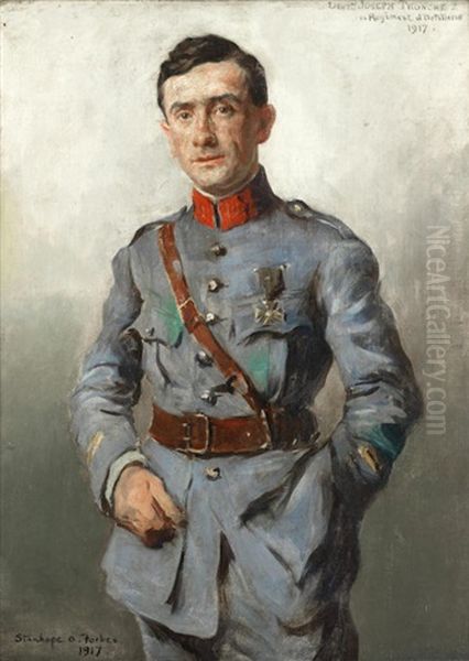 Portrait Of Lieutenant Joseph Tronche Oil Painting by Stanhope Alexander Forbes