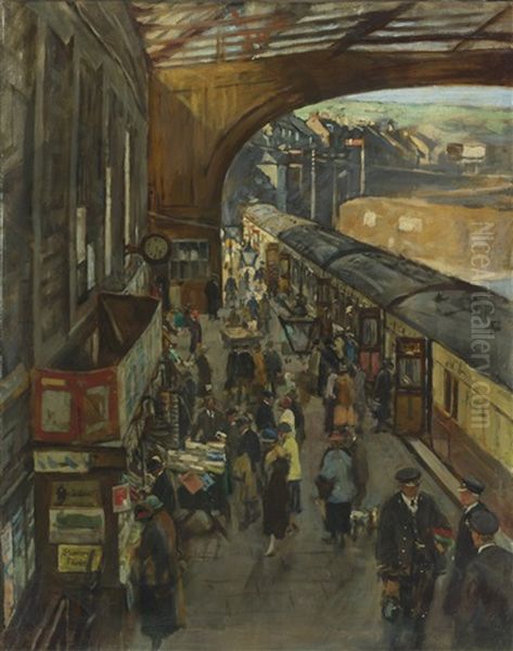 The Terminus, Penzance Station Oil Painting by Stanhope Alexander Forbes