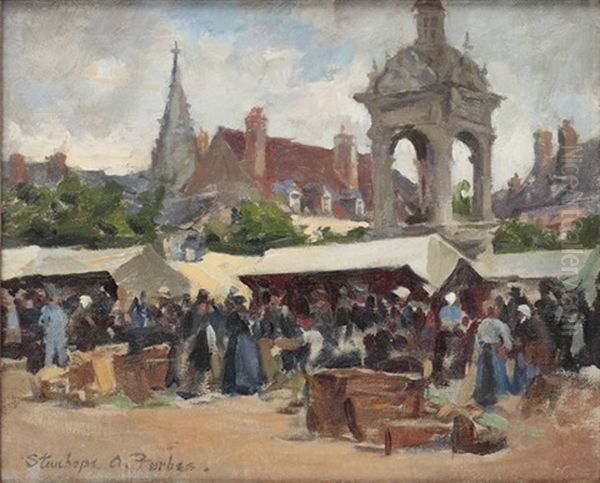 Breton Market Oil Painting by Stanhope Alexander Forbes