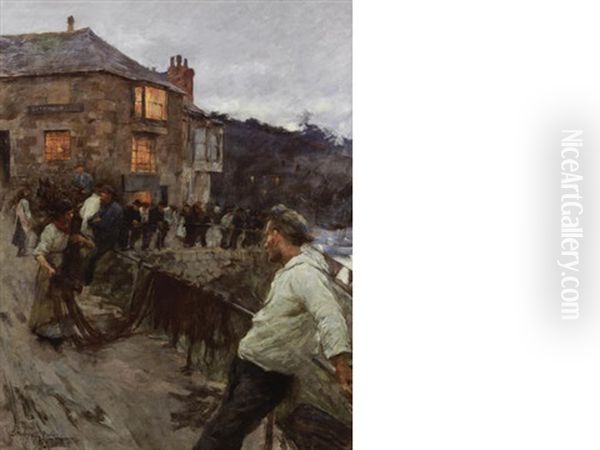 The Quayside, Newlyn Oil Painting by Stanhope Alexander Forbes