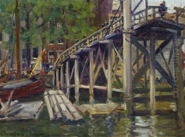 Dutch Quayside Oil Painting by Stanhope Alexander Forbes