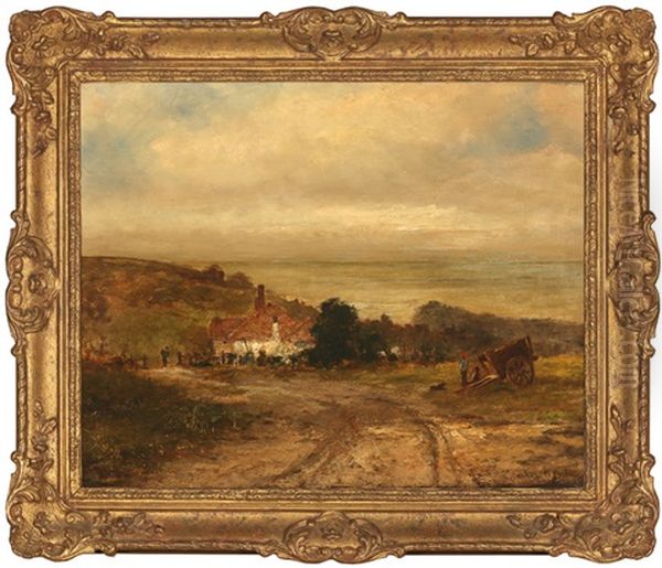 Cottage In A Landscape With Figures Oil Painting by Stanhope Alexander Forbes