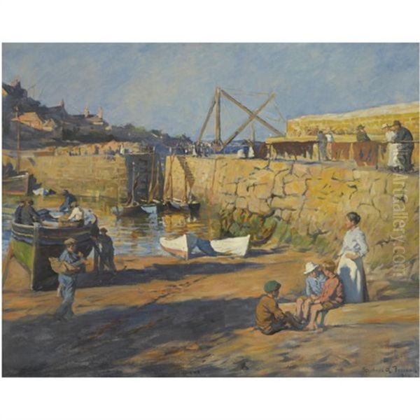 Low Tide At Mousehole Oil Painting by Stanhope Alexander Forbes