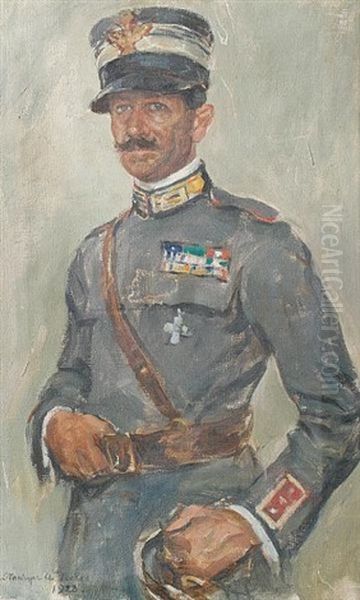 Portrait Of A Gentleman In Italian Military Uniform Oil Painting by Stanhope Alexander Forbes