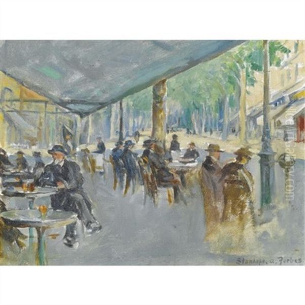 The Cafe Oil Painting by Stanhope Alexander Forbes